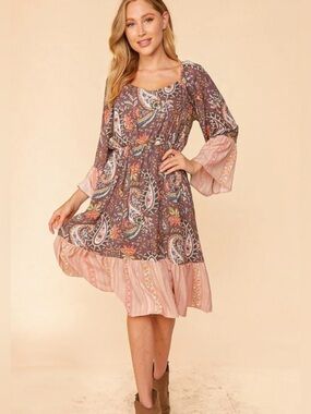 Haptics by Holly Harper Paisley Dress with Ruffle Hem | Size Medium, NWOT